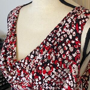 Calvin Klein Red and Black Abstract Top